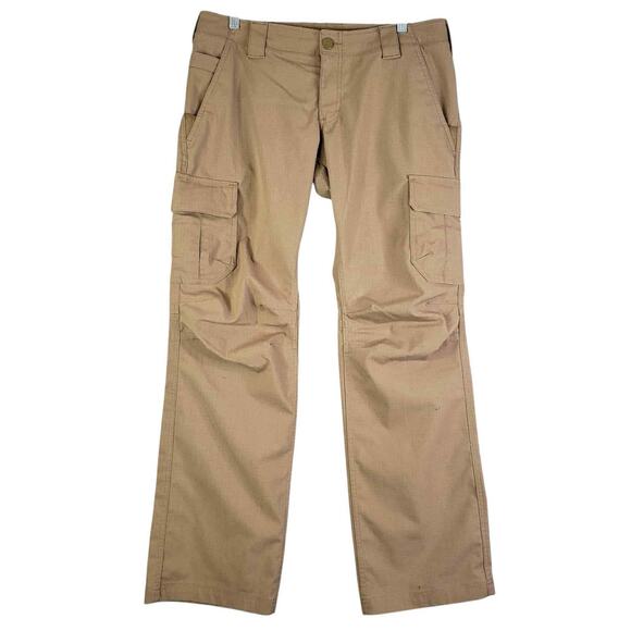 Under Armour Pants Womens Size 12 Storm Khaki Tan Cargo Straight Leg Loose - Picture 2 of 9